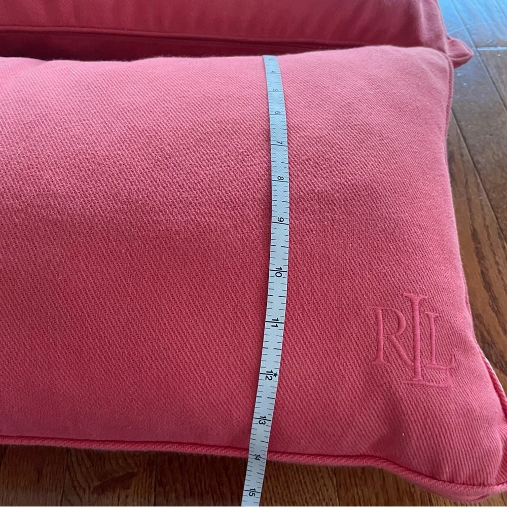 Ralph Lauren Red Cotton Lumber Pillowcases with Feather Pillows Set of 2